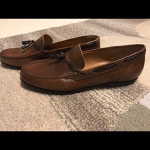 Men’s brown leather tasseled loafers.